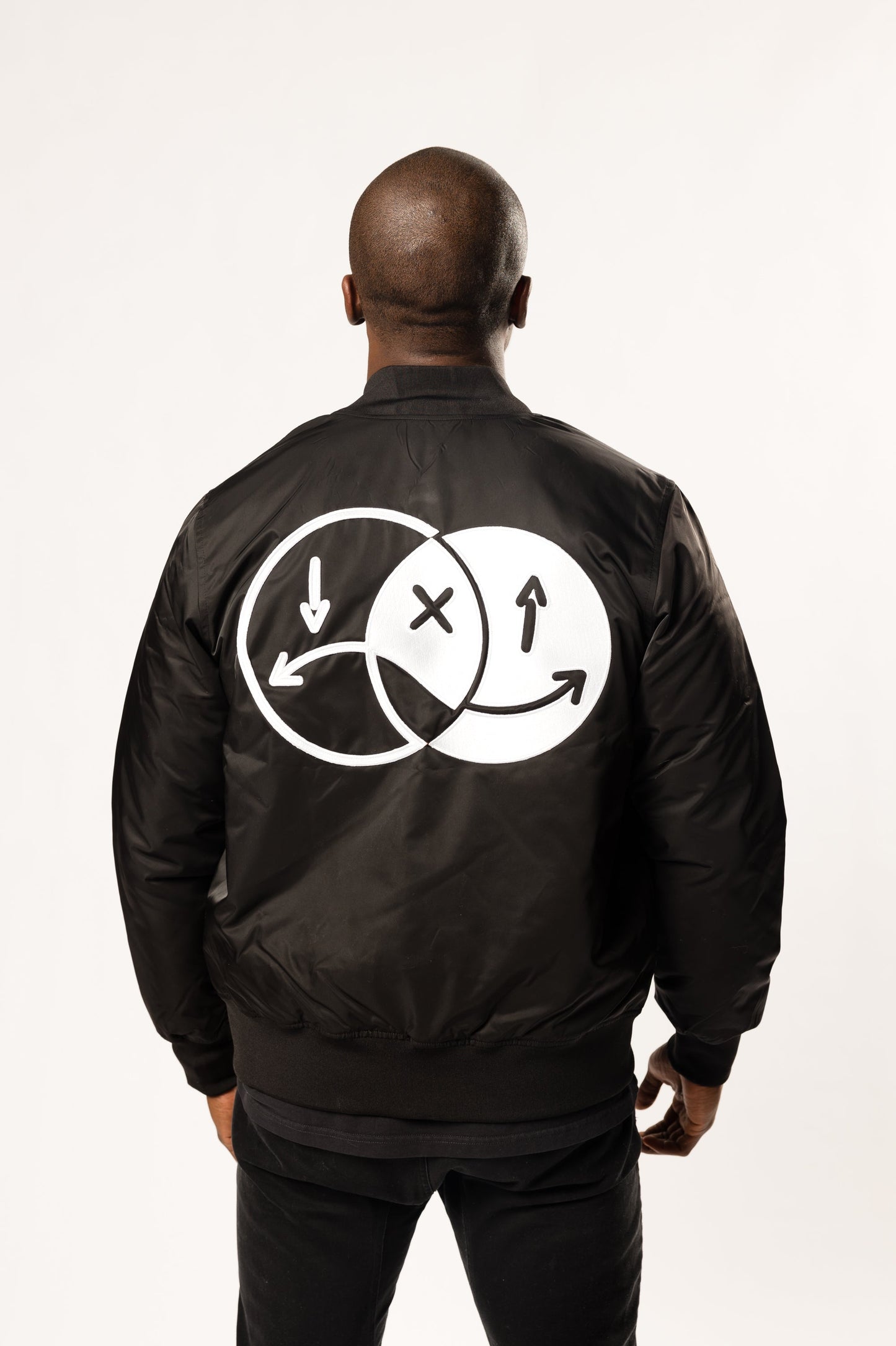 black and white two-faced stadium jacket