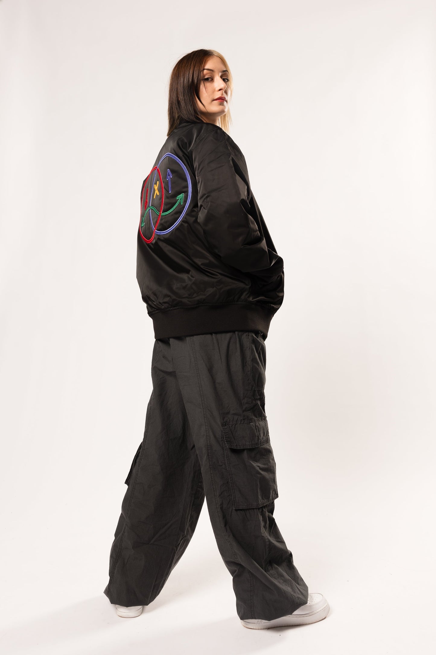 face to face ying yang black bomber