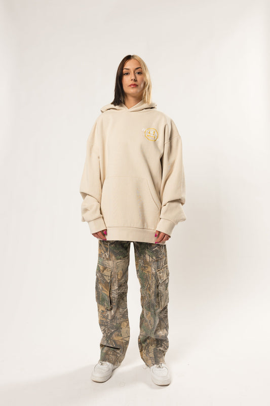 face to face ying yang cream and color hoodie